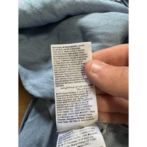 Old Navy Women Dress Size Medium Pleated Button Down Long Sleeve Chambray Blue - Picture 7 of 11